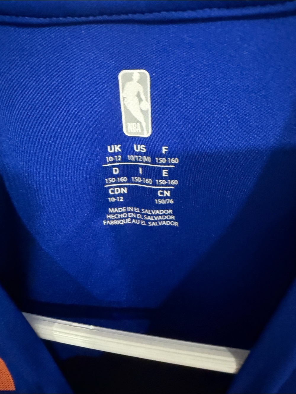 NBA Kids Long Sleeve Knicks Basketball Tee - Royal Blue/ Orange/ White 10/12 N - Picture 4 of 5